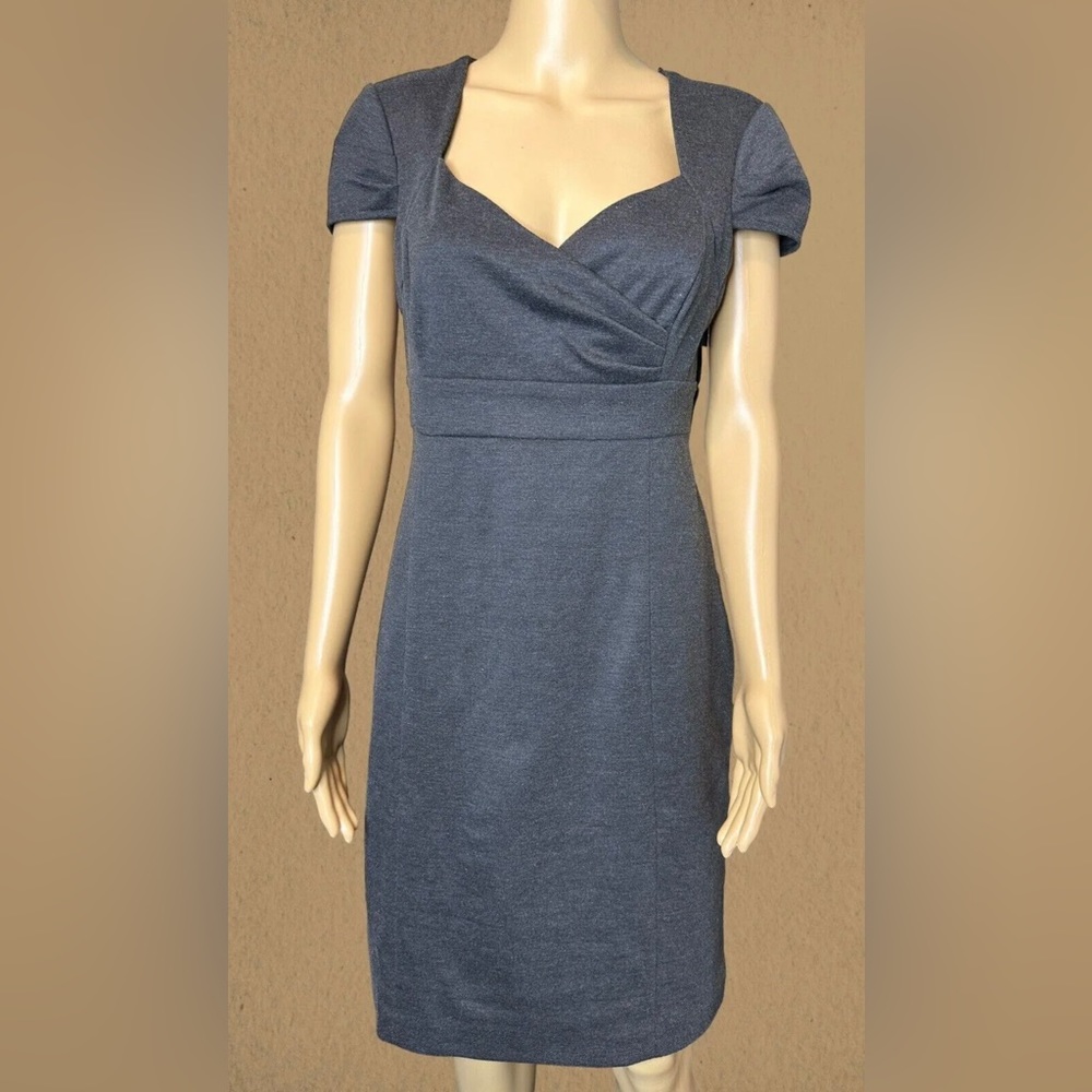 London Times Sheath Dress Juniors Size 10 Gray Knee Length High Waist Stretch